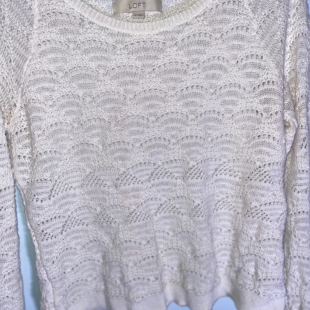 LOFT Ivory Textured Knit Top - Picture 4 of 8